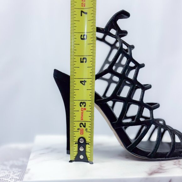 Steve Madden Sexy Slithur Black Nubuck Caged Heel - Picture 10 of 12